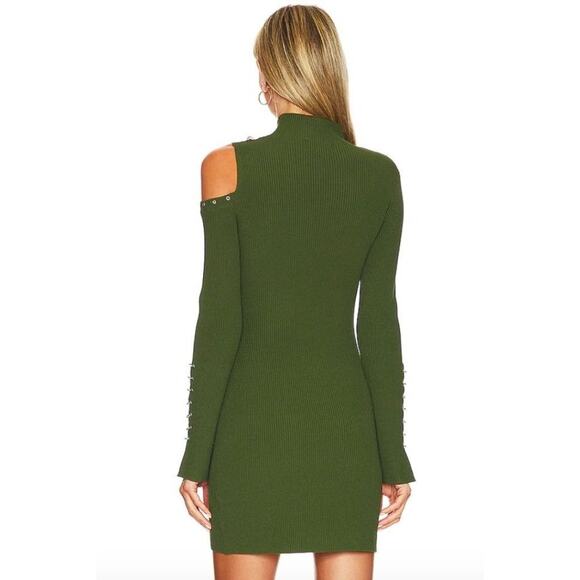 Nicholas The Label Aisha L/S Cutout Ribbed-kit Mini‎ Dress with Piercings Medium - Picture 2 of 7